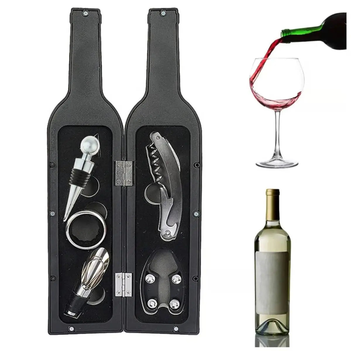 KIT PREMIUM DESTAPADOR DE VINO - Con Sus 5 Piezas: Abre, Sirve y Conserva Como un Experto