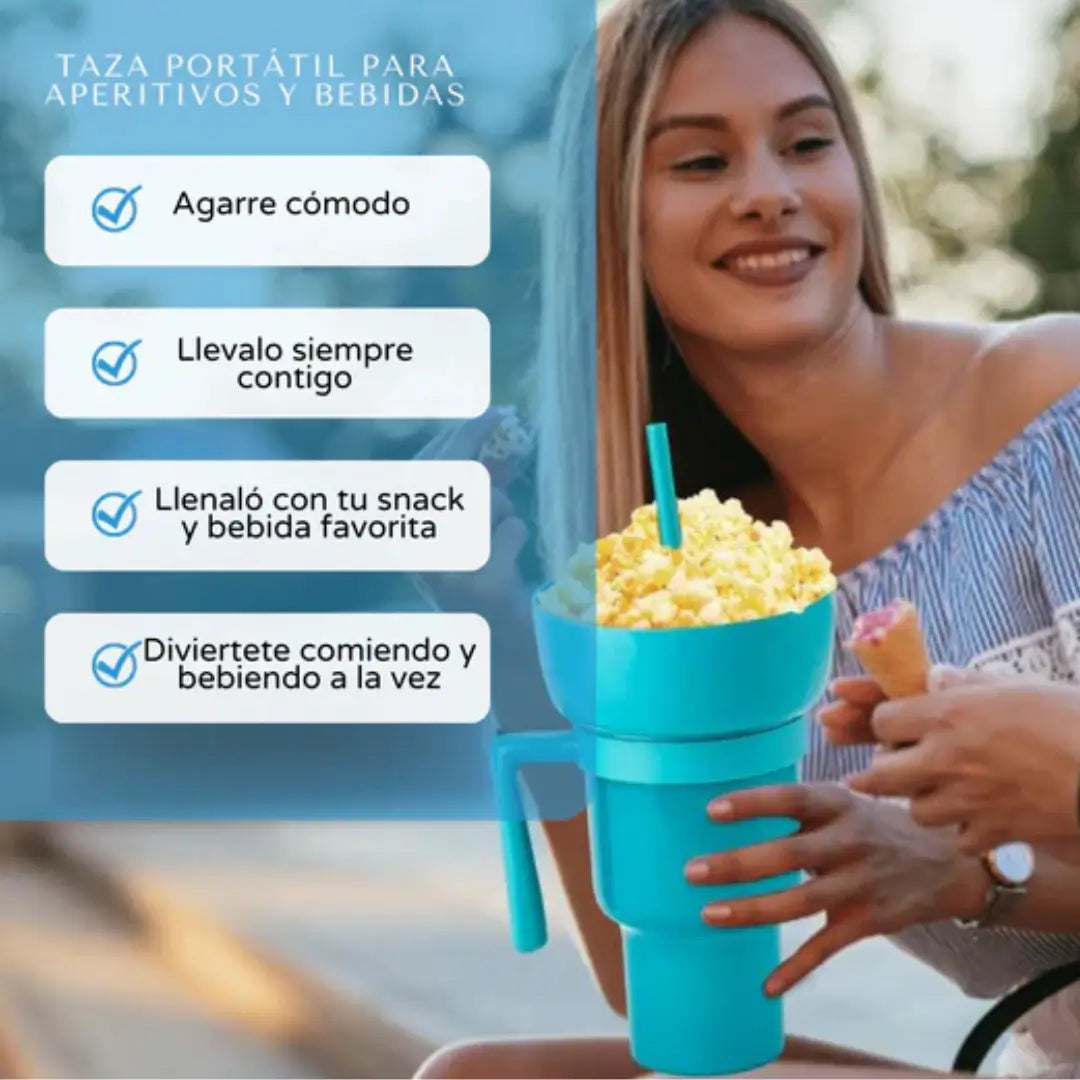 TAZA PORTATIL PARA APERITIVOS Y BEBIDAS - Vaso 2 en 1