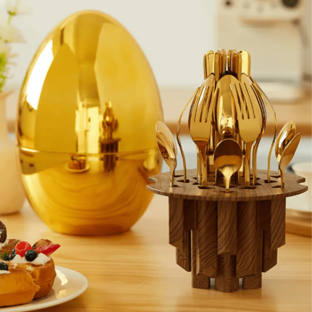 CUBIERTOS PREMIUM CON FORMA DE HUEVO - Dale Un Toque Elegante A Tu Comedor
