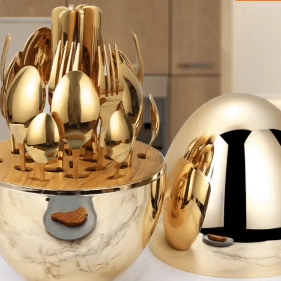CUBIERTOS PREMIUM CON FORMA DE HUEVO - Dale Un Toque Elegante A Tu Comedor