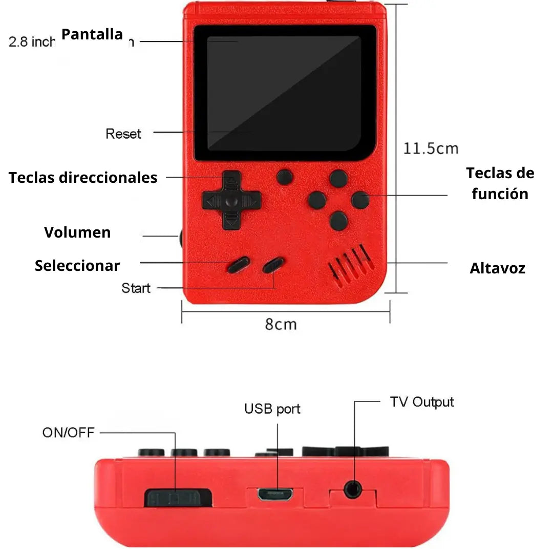 MINI CONSOLA RETRO 2 EN 1 - Con 400 Juegos Retro