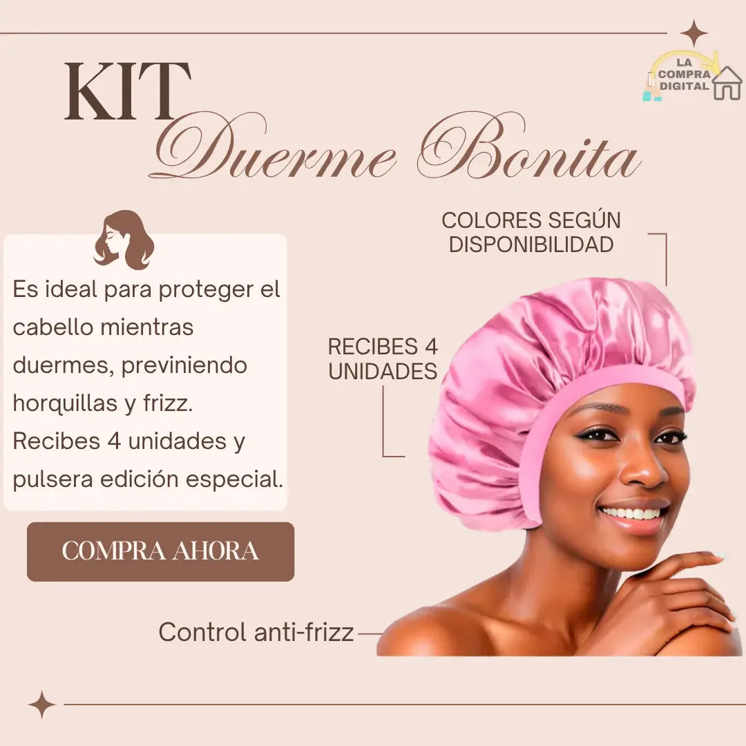 KIT DUERME BONITA - 4 Gorros De Satín