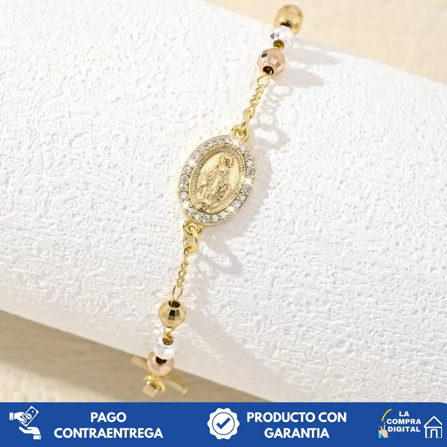 JESUS Y MARIA - Pulsera Con Oro Laminado de 14K