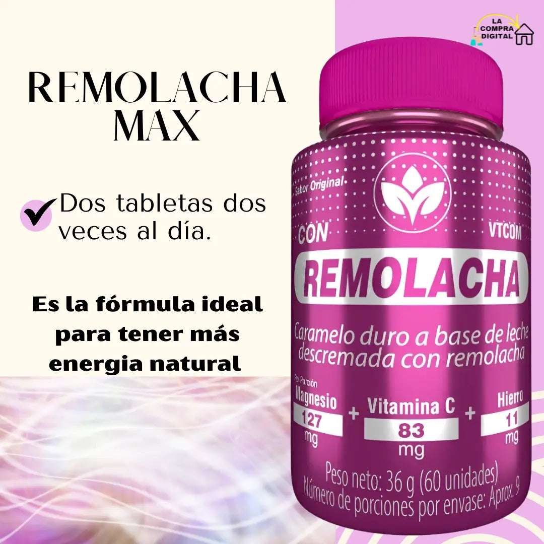 REMOLACHA MAX - Tu dosis diaria de ligereza para no tener más piernas cansadas | 60 caramelos