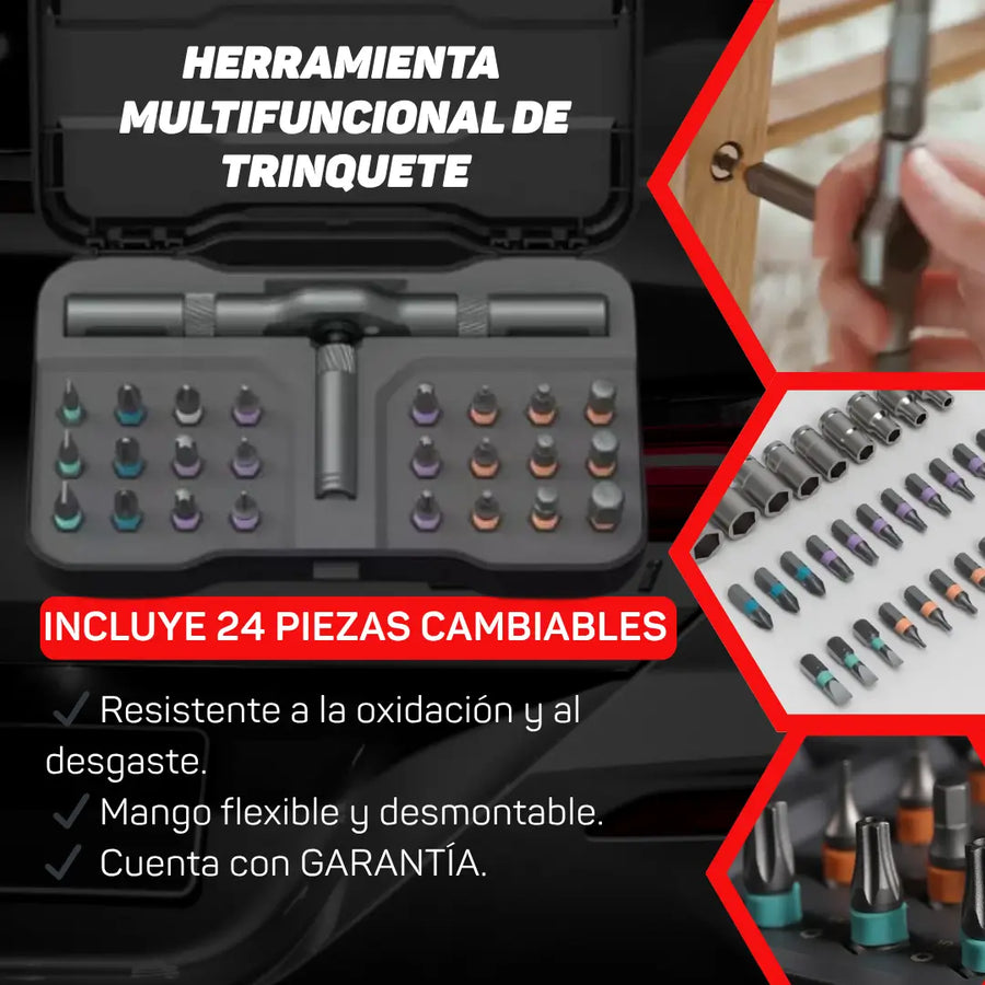 T multifuncional de trinquete con 24 piezas