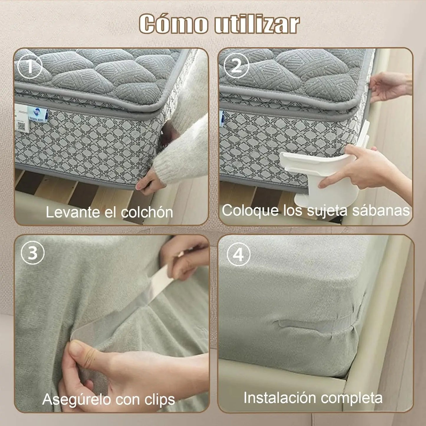 CLIP CAMA FIRME – Amanece con sábanas Kit X4