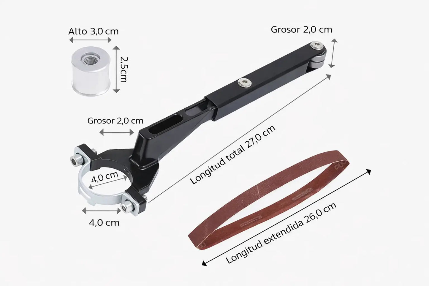 ADAPTADOR LIJADORA DE BANDA -  Compatible con amoladoras de 100, 115 y 125 mm