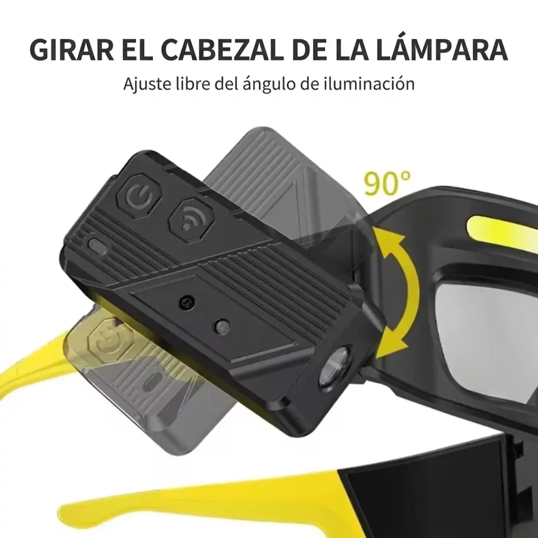 Gafas Luz LED Táctica - con Sensor de movimiento integrado y Linterna.