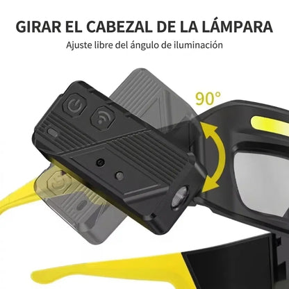 Gafas Luz LED Táctica - con Sensor de movimiento integrado y Linterna.