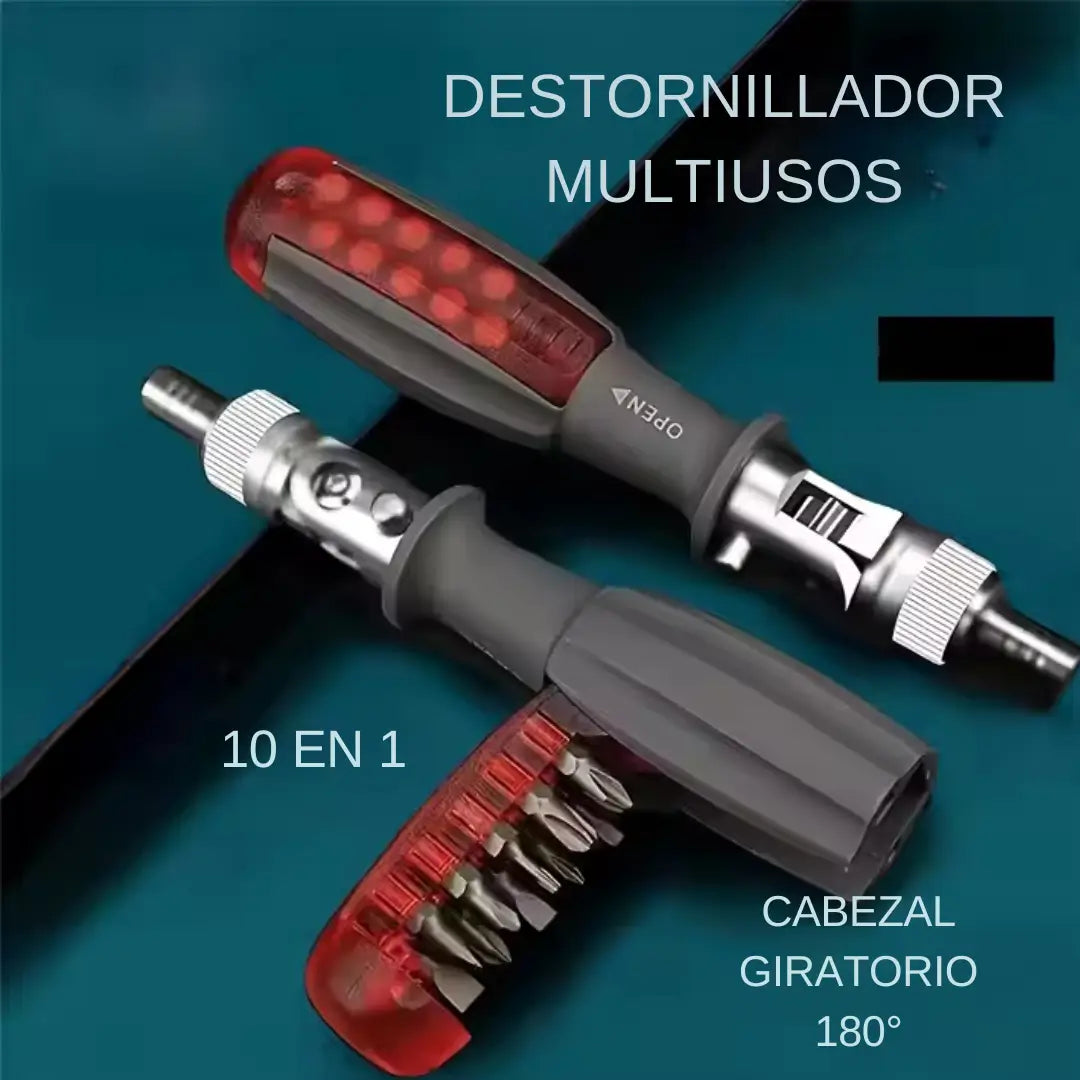 DESTORNILLADOR MULTIFUNCIONAL 180°-Una Herramientas Con 10 Funciones, Máxima Eficiencia.