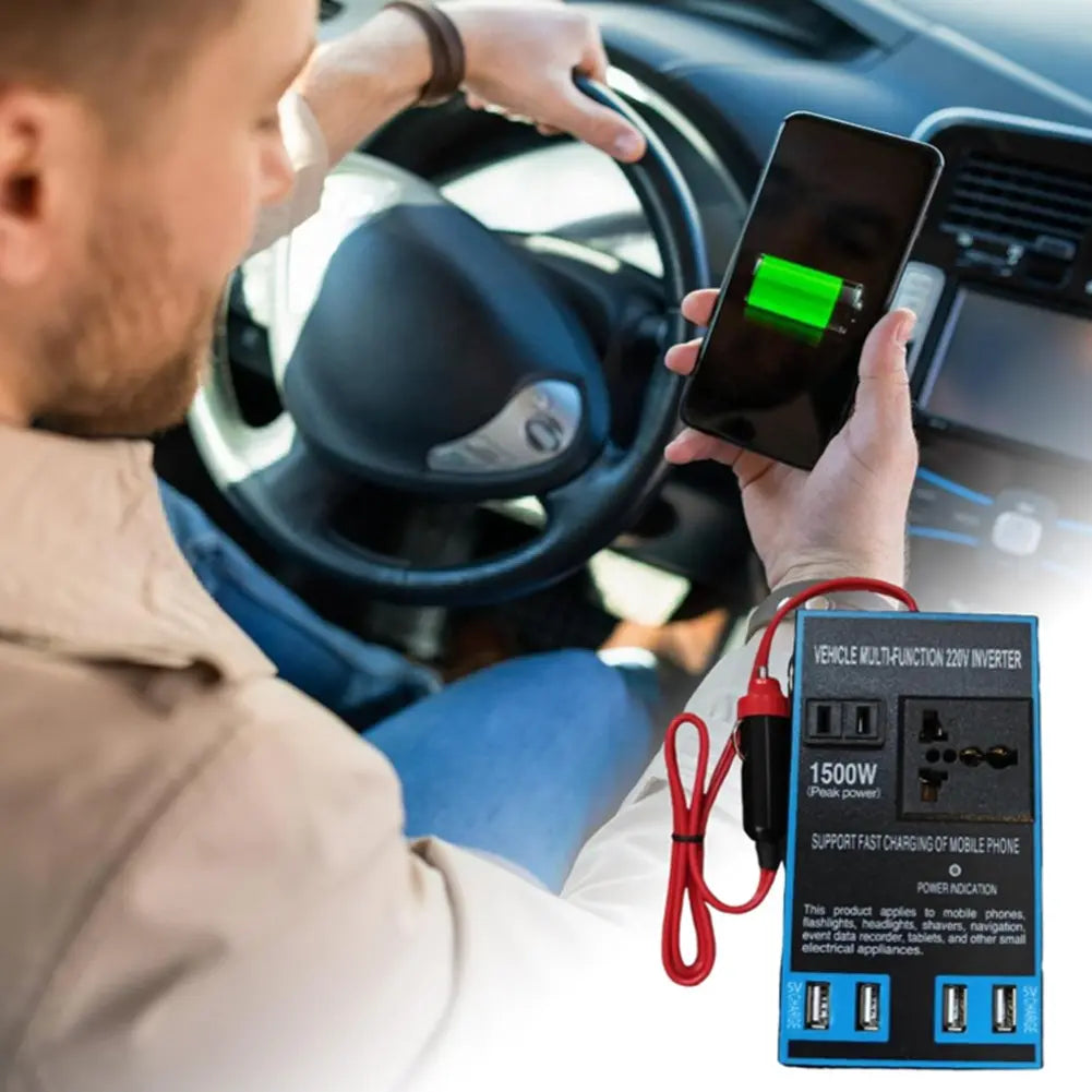 Adaptador de Corriente Para Carro | Con Conectores de enchufe y puertos de carga rápida USB