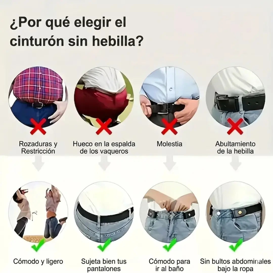 Cinturón  Elástico Sin Hebilla - Trae tus pantalones con comodidad, pero sin apretar
