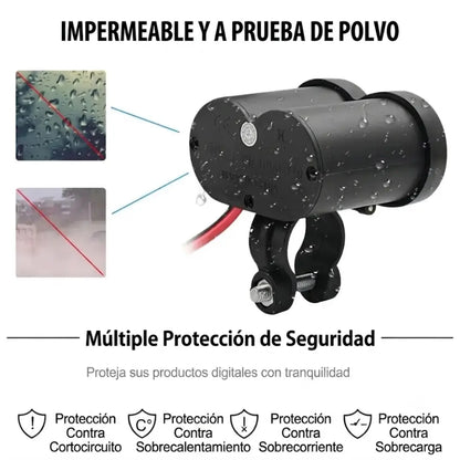 Cargador USB y Toma Corriente Para Moto