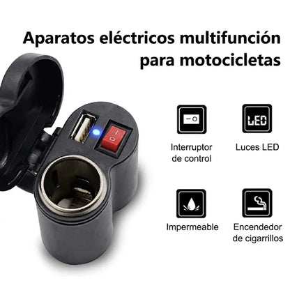 Cargador USB y Toma Corriente Para Moto