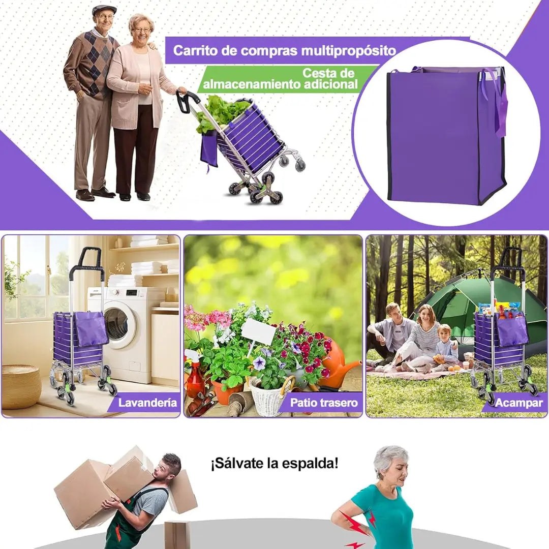 Carrito Multifuncional Triple Llanta 🎁Recibe GRATIS Funda impermeable interna