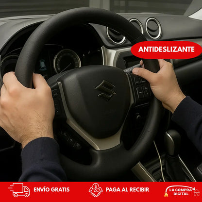 PIEL VOLANTE PREMIUM NEGRO- Antideslizante y Evita Desgaste