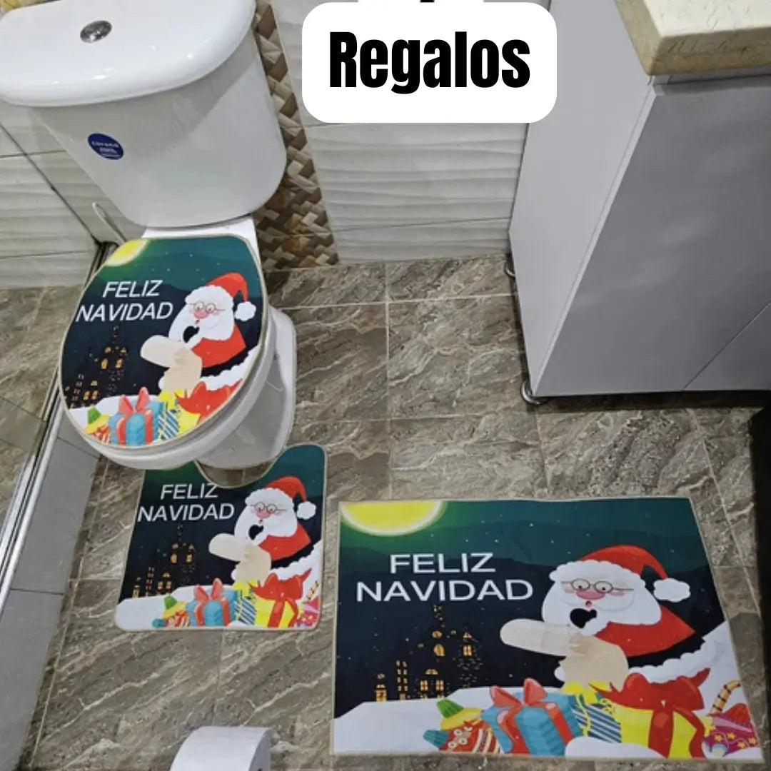 SET TAPETE NAVIDEÑO PARA BAÑO - Magia Navideña En Tu Hogar