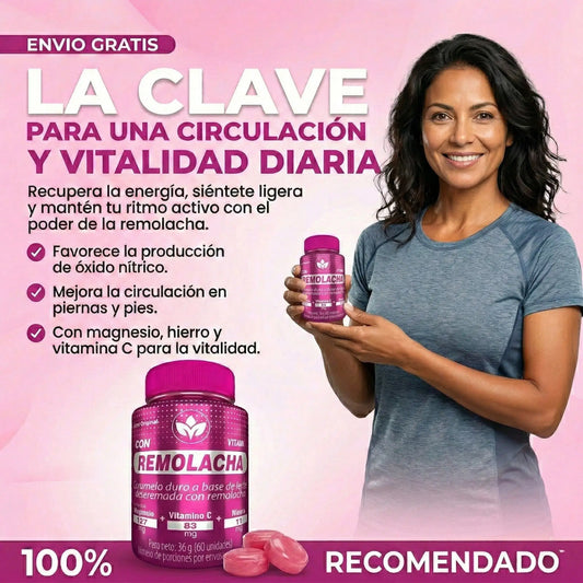 REMOLACHA MAX - Tu dosis diaria de ligereza para no tener más piernas cansadas | 60 caramelos