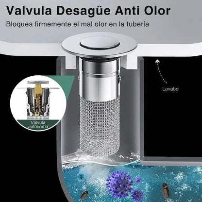 Valvula Desagüe Anti Olor para Lavamanos y Ducha