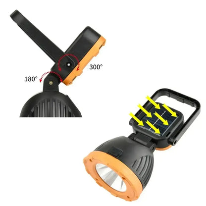 Linterna TitanSolar 360 | Con Doble Foco Panel Solar y Conector USB