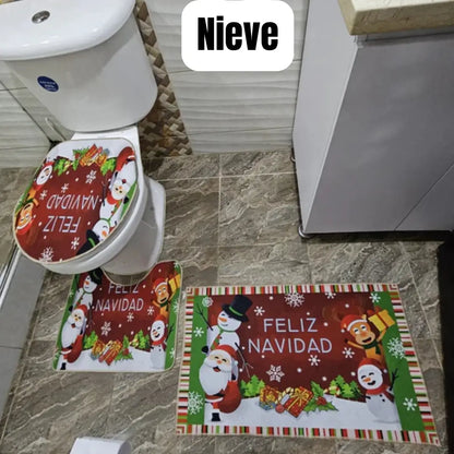 SET TAPETE NAVIDEÑO PARA BAÑO - Magia Navideña En Tu Hogar