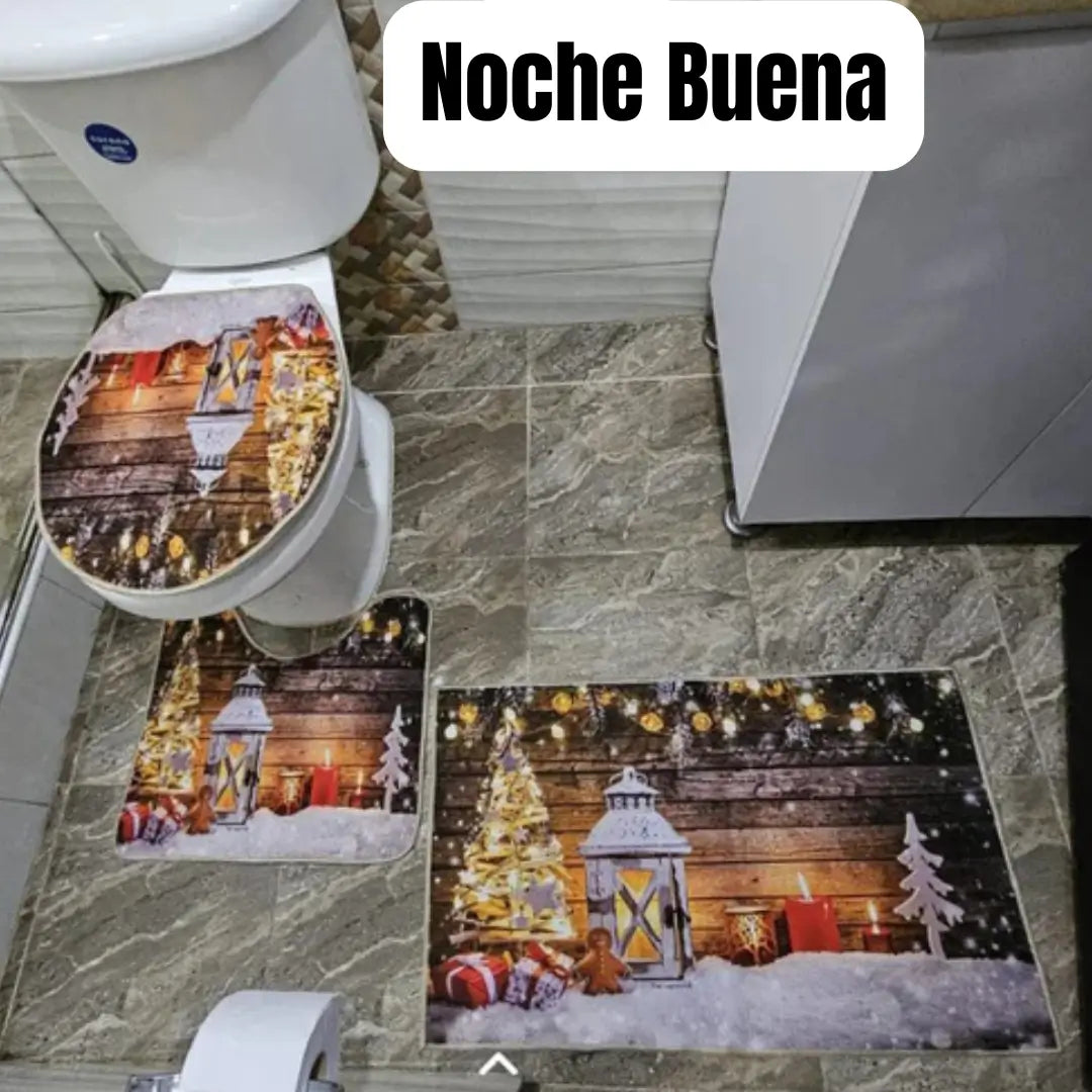 SET TAPETE NAVIDEÑO PARA BAÑO - Magia Navideña En Tu Hogar