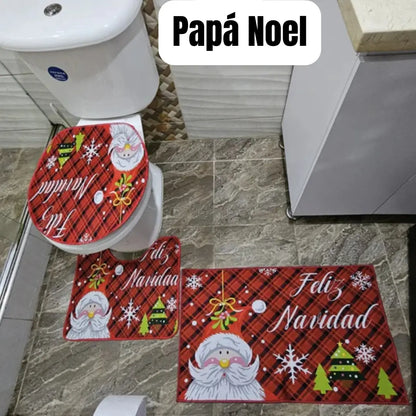 SET TAPETE NAVIDEÑO PARA BAÑO - Magia Navideña En Tu Hogar