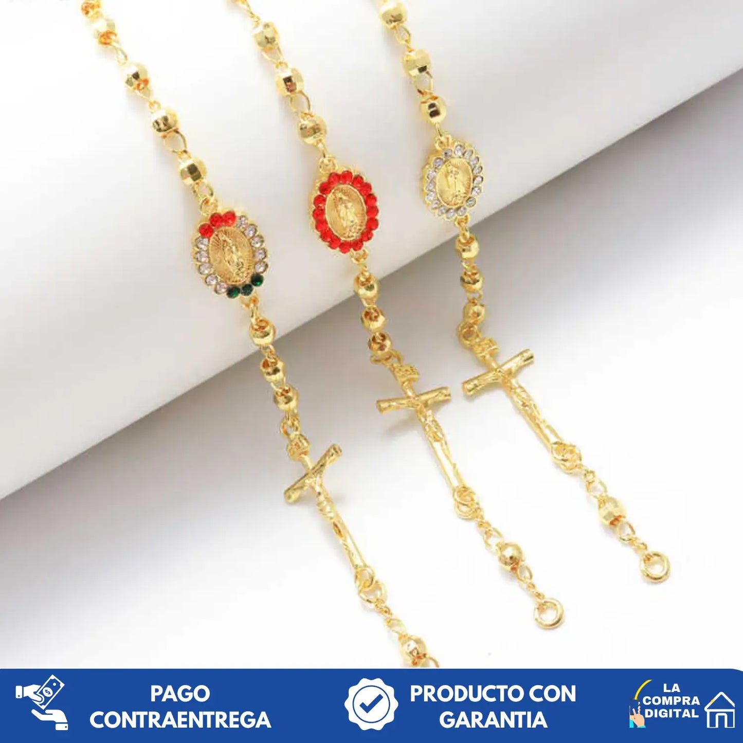 JESUS Y  MARIA - Pulsera Con Oro Laminado de 14K